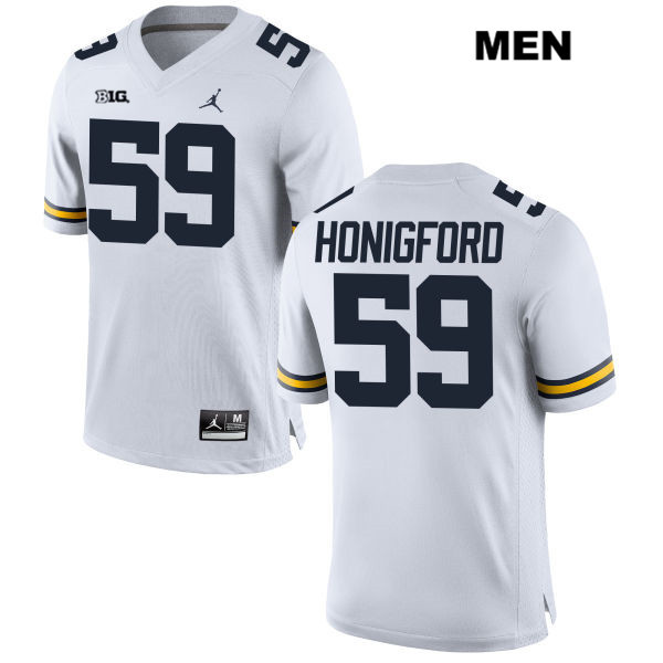 Men's NCAA Michigan Wolverines Joel Honigford #59 White Jordan Brand Authentic Stitched Football College Jersey WT25O72WD